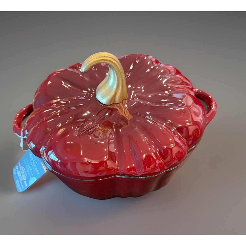 Smith & Clark Ironworks 4Qt.  Pumpkin Cast Iron & Enamel Dutch Oven NWT Dark Red